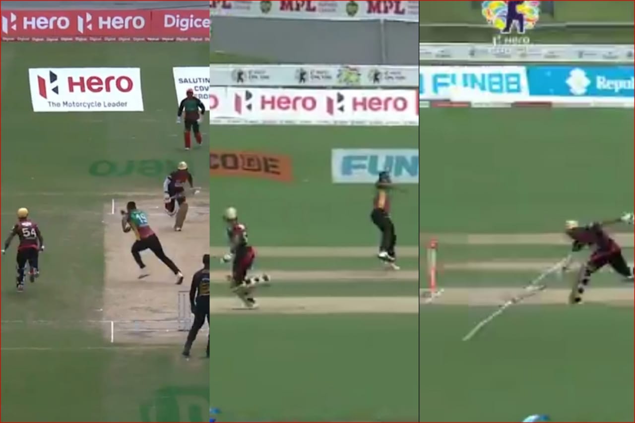 WATCH: Cottrell runs out TKR batsman with direct hit off his own bowling